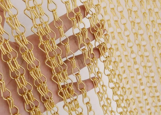 आर्किटेक्चरल एनोडाइज्ड 1.5mm मेटल चेन लिंक डोर कर्टेन एंटीरस्ट