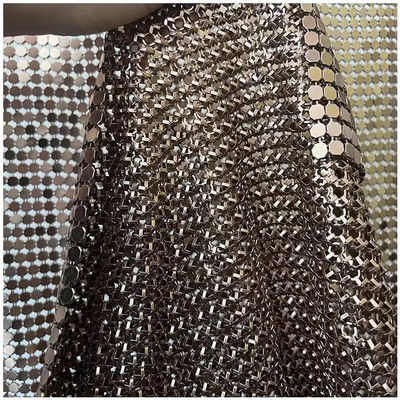 एल्यूमीनियम मिश्र धातु झिलमिलाहट धातु Sequin चेन लिंक कपड़े पर्दे के लिए धातु जाल कपड़े