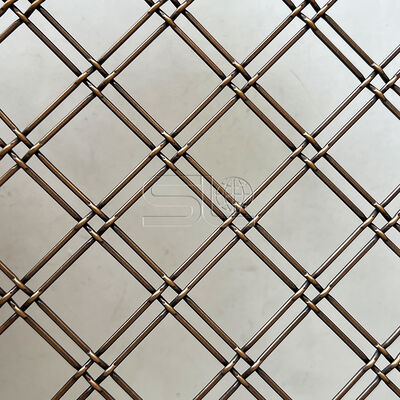 Antique Bronze Crimped Wire Architectural Woven Wire Mesh Diamond Open Weave