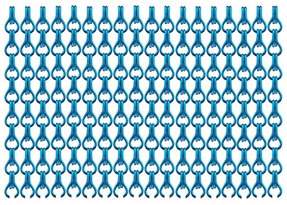 फ़िरोज़ा रंग 12 मिमी एल्यूमिनियम चेन दरवाजा फ्लाई स्क्रीन पर्दा Anodized