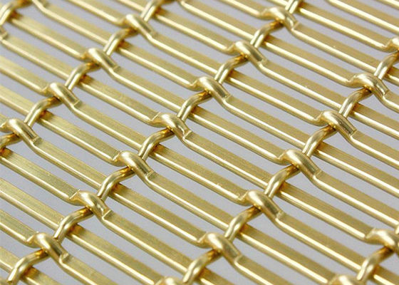 छत के लिए सोने का रंग Anodizing सजावटी बुना तार मेष एल्यूमिनियम